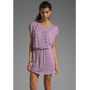 HEATHER by Bordeaux STRIPED Orchid White COWL Back DRESS Modal MADE  IN USA $175